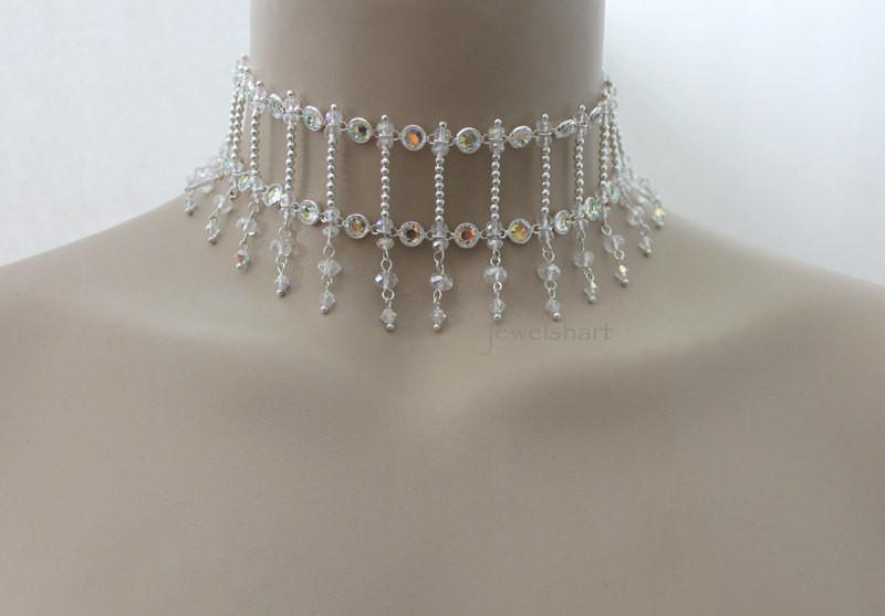 Crystal Bridal Choker Necklace - Gothic Grace Inc