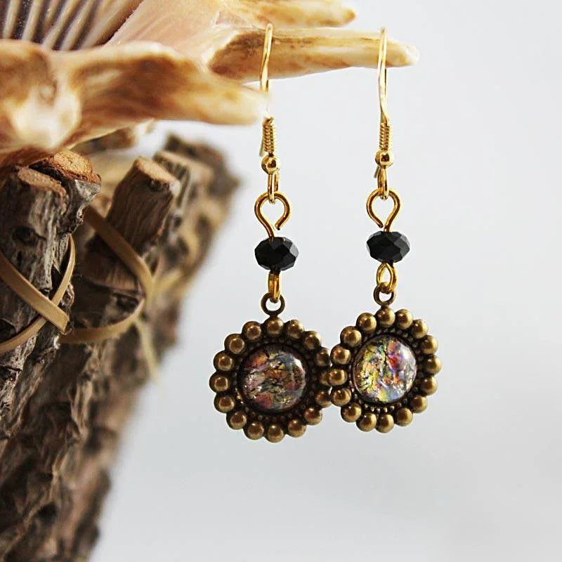 Dainty Gold Brass Victorian Dangle Earrings - Gothic Grace Inc