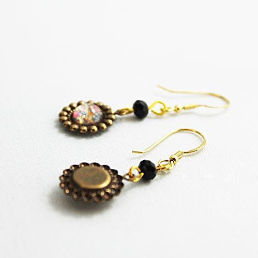 Dainty Gold Brass Victorian Dangle Earrings - Gothic Grace Inc