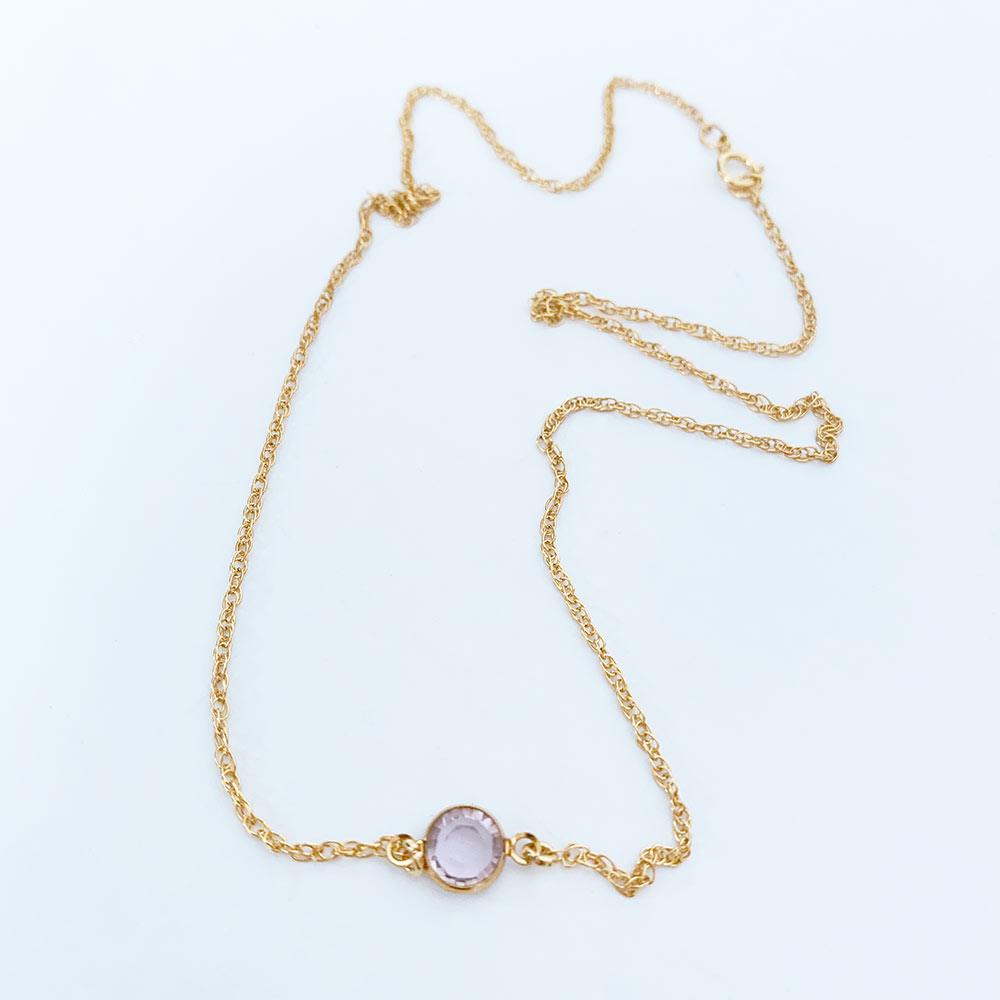 Dainty Gold Purple Crystal Necklace - Gothic Grace Inc