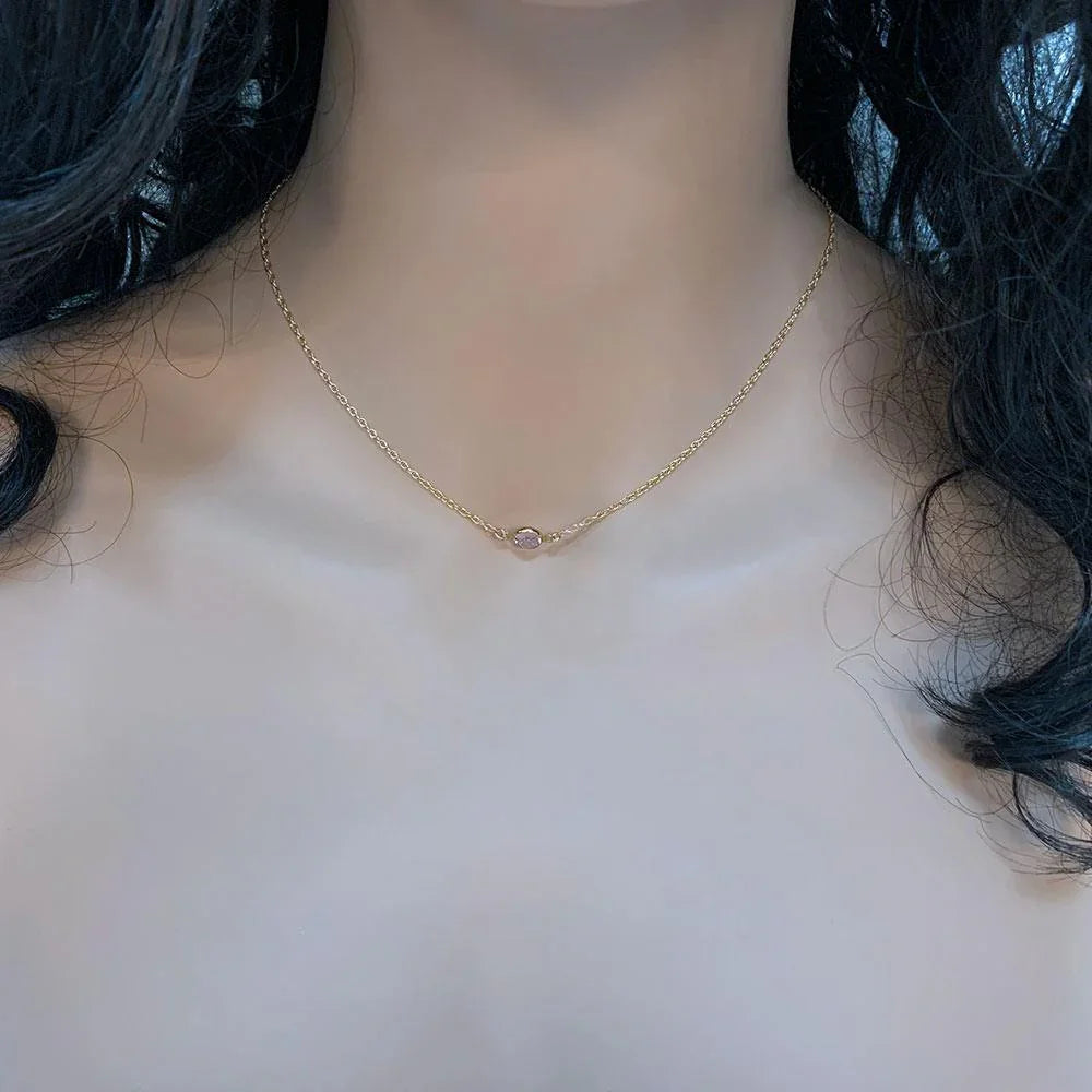 Dainty Gold Purple Crystal Necklace - Gothic Grace Inc