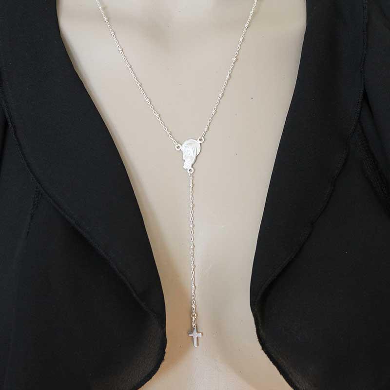 Dainty Satellite Chain Rosary Cross Necklace - Gothic Grace Inc