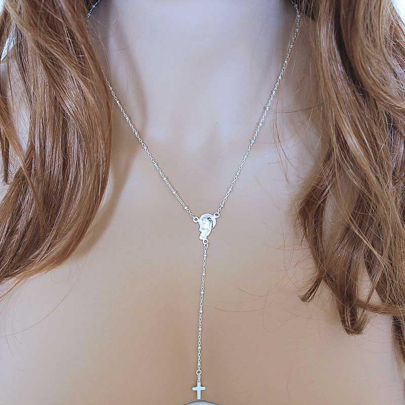 Dainty Satellite Chain Rosary Cross Necklace - Gothic Grace Inc