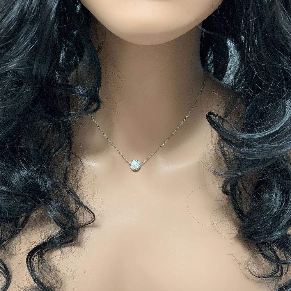 Dainty Silver Pave Crystal Necklace - Gothic Grace Inc