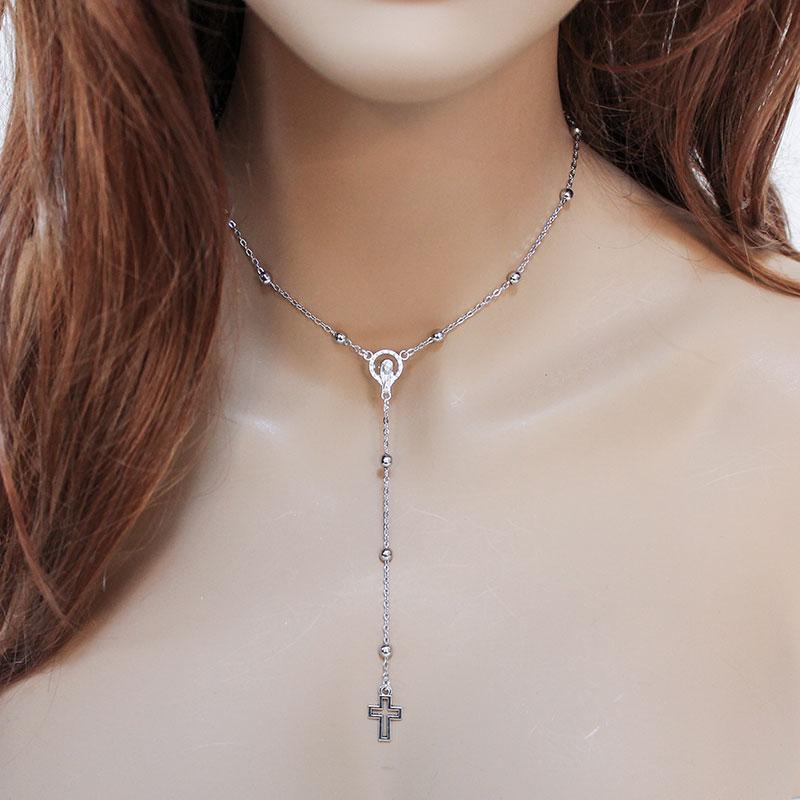 Sterling Silver Rosary Necklace Seven Swords and Mary Cross Necklace Multi  Strand Pearl Pyrite Chain Necklace Women Ladies Black Rosary - Etsy