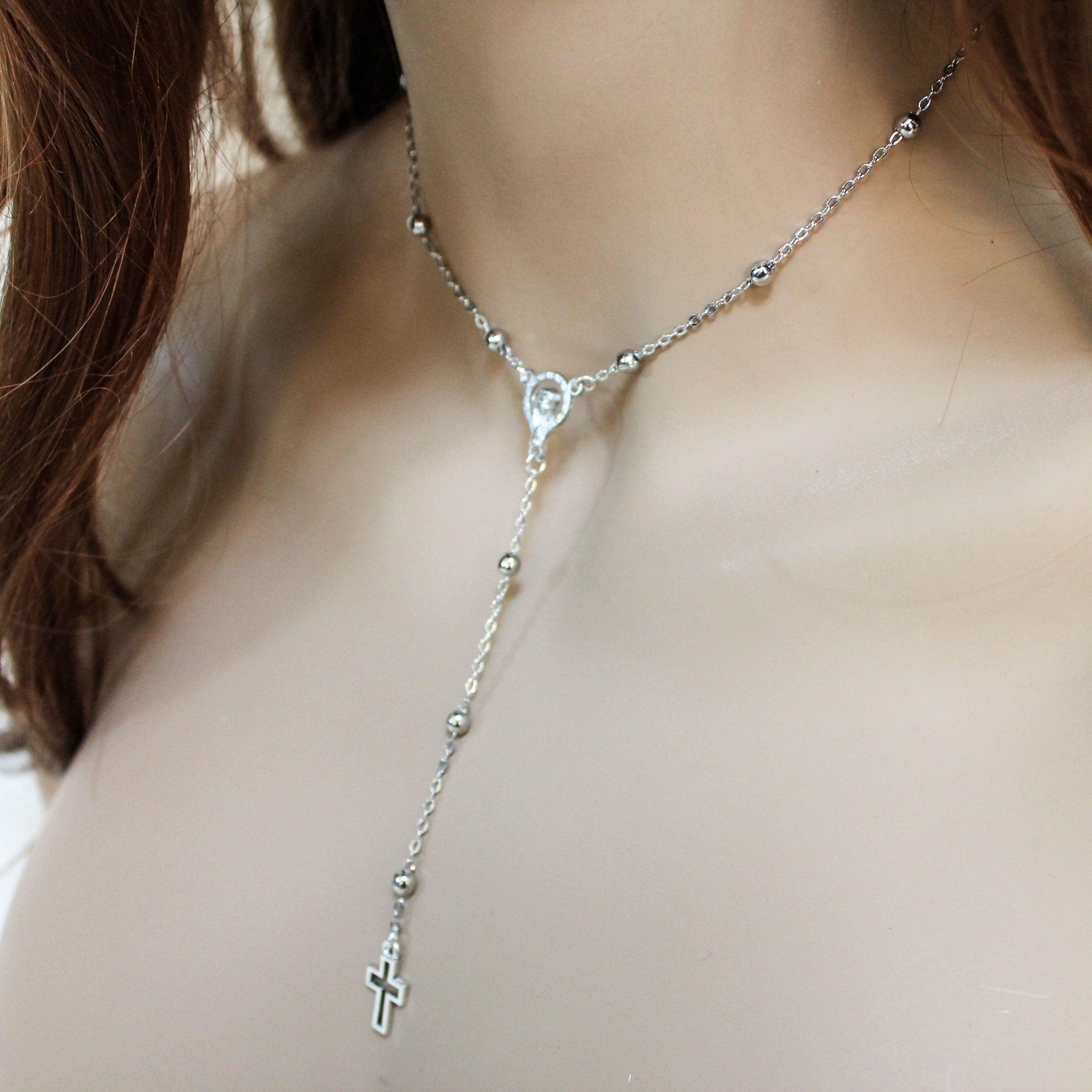 dainty silver satallite chain rosary style choker necklace gothic grace inc 5
