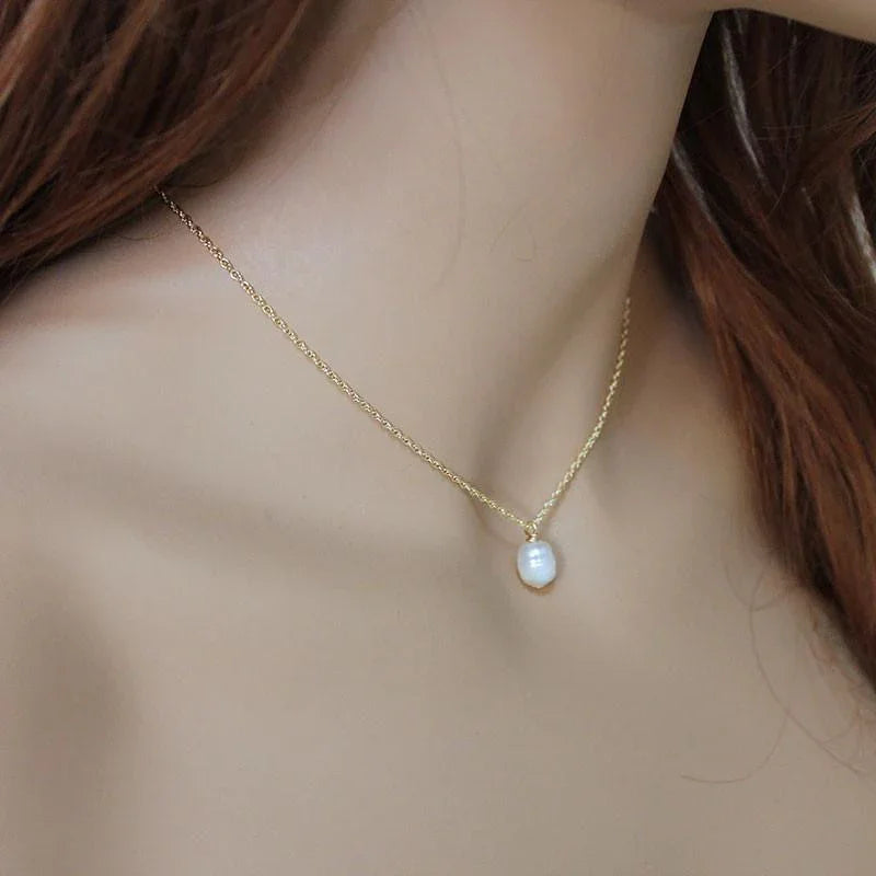 Dainty Single Pearl Gold Necklace - Gothic Grace Inc