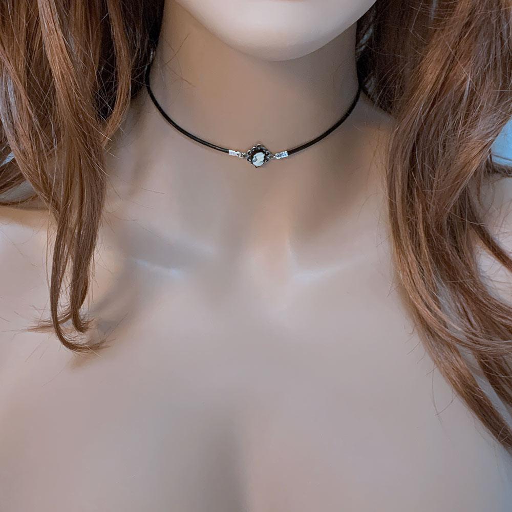 Dainty Victorian Black Cameo Choker Necklace - Gothic Grace Inc