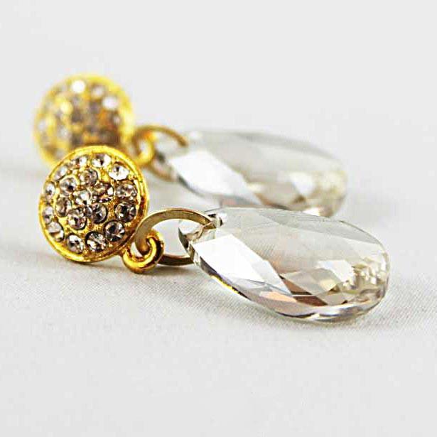 Elegant Golden Crystal Teardrop Earrings - Gothic Grace Inc