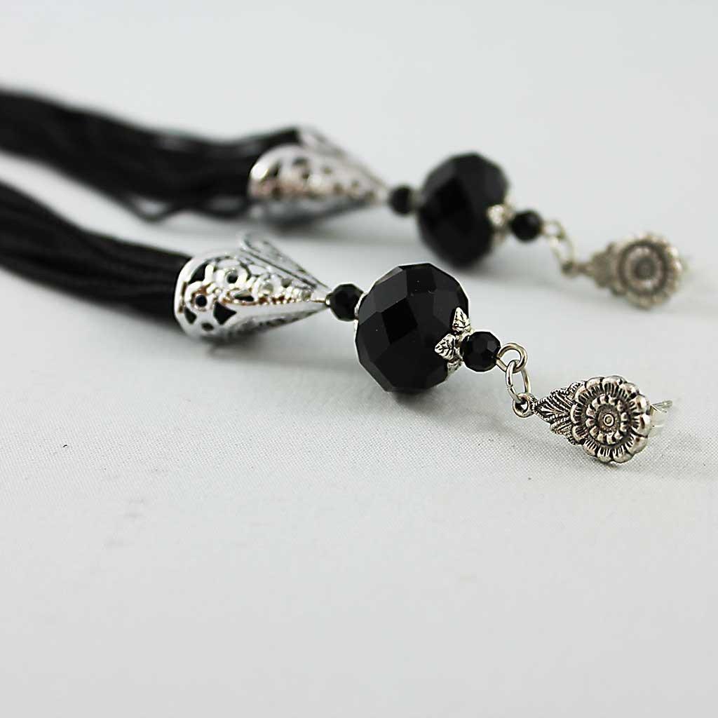 Extra Long Black Tassel Statement Fringe Earrings - Gothic Grace Inc