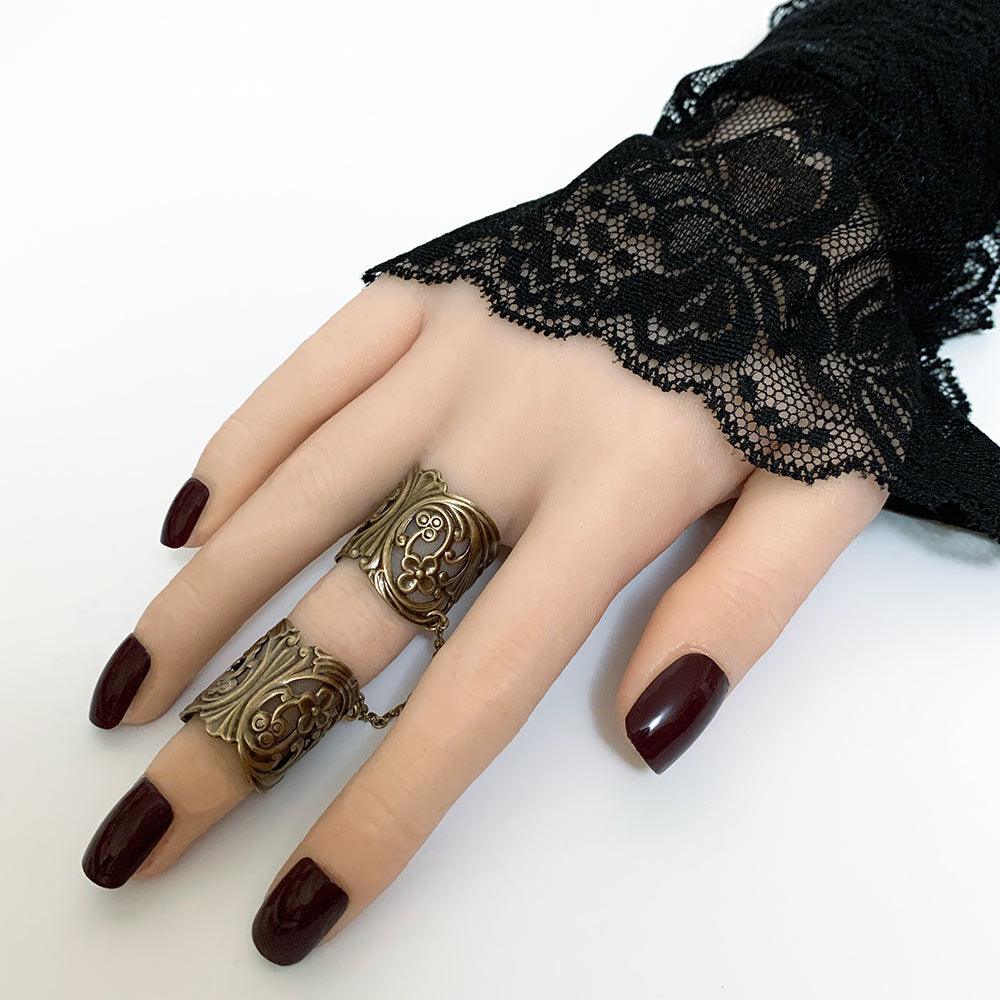 Finger Armor Double Ring - Gothic Grace Inc