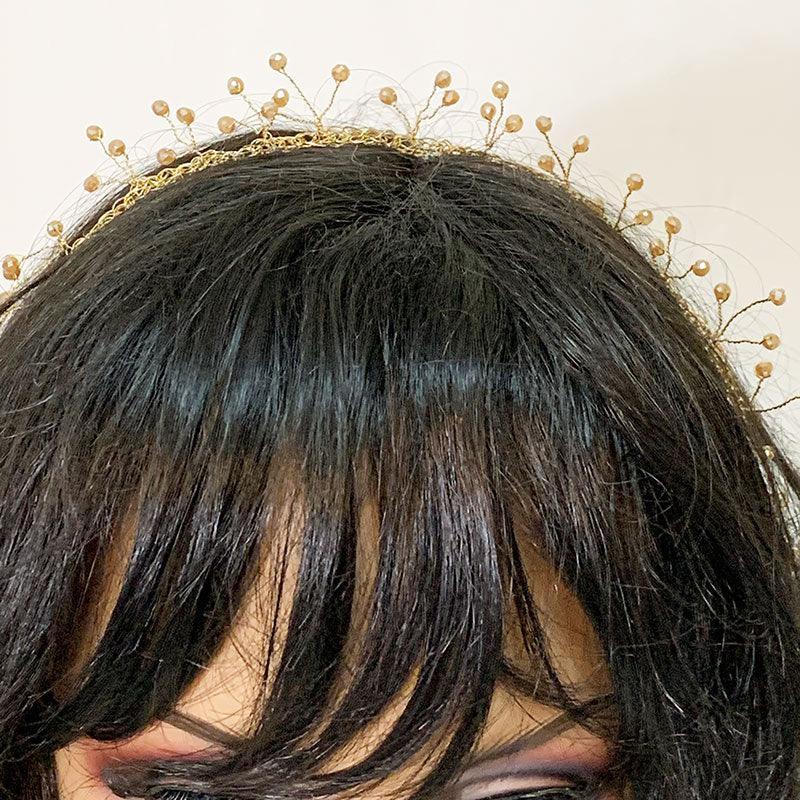 Gold Crochet Wire Twisted Bead Necklace, Headband, Hairpiece, Belt - Gothic Grace Inc