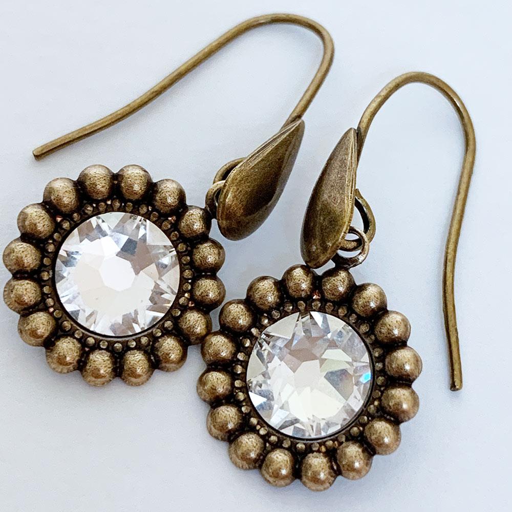 Gold Crystal Victorian Drop Earrings - Gothic Grace Inc