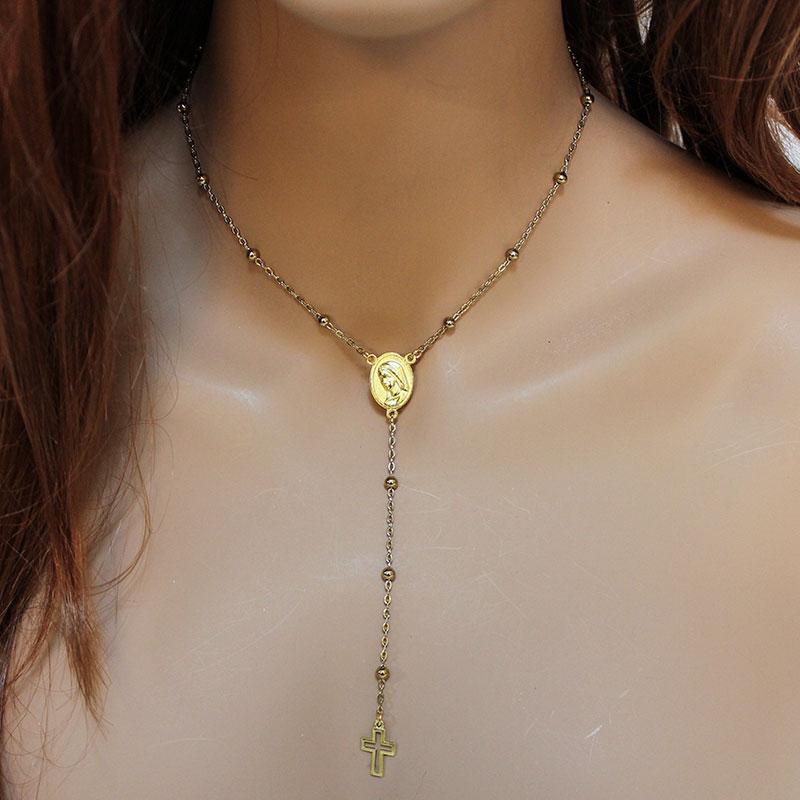 Gold Satellite Chain Rosary Necklace - Gothic Grace Inc