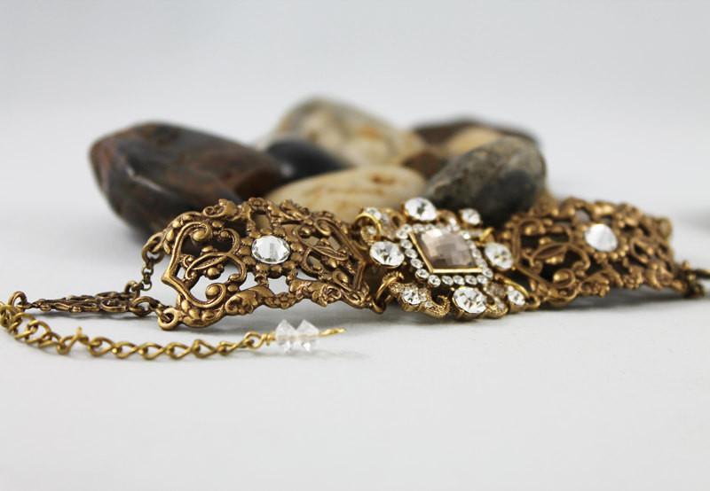 Gold Victorian Bridal Bracelet - Gothic Grace Inc