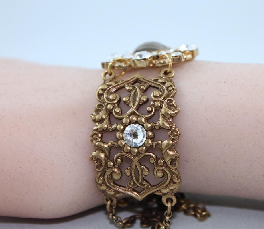 Gold Victorian Bridal Bracelet - Gothic Grace Inc