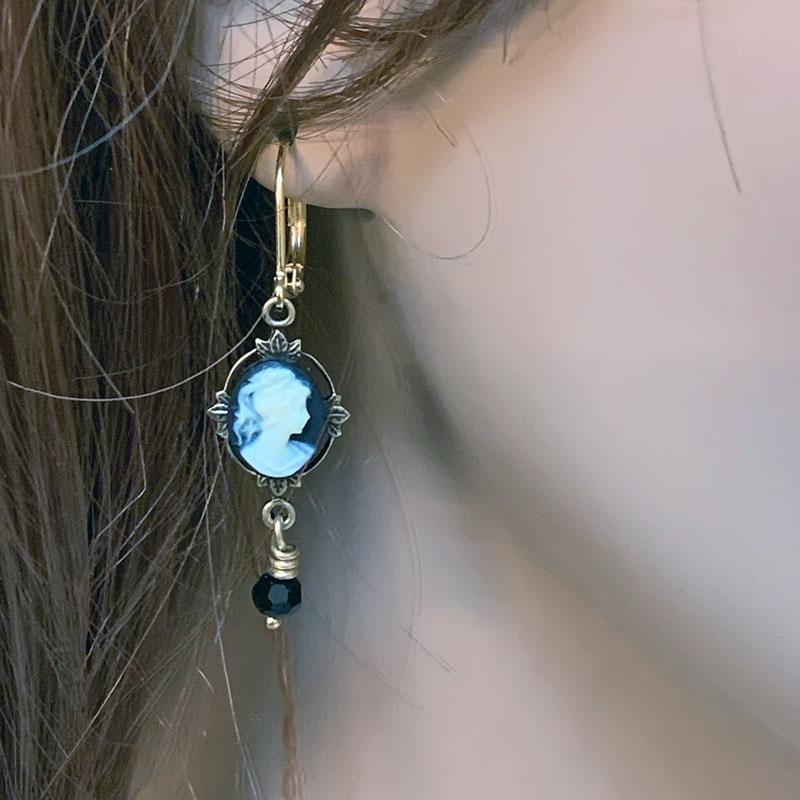 Gold Victorian Cameo Dangle Earrings - Gothic Grace Inc