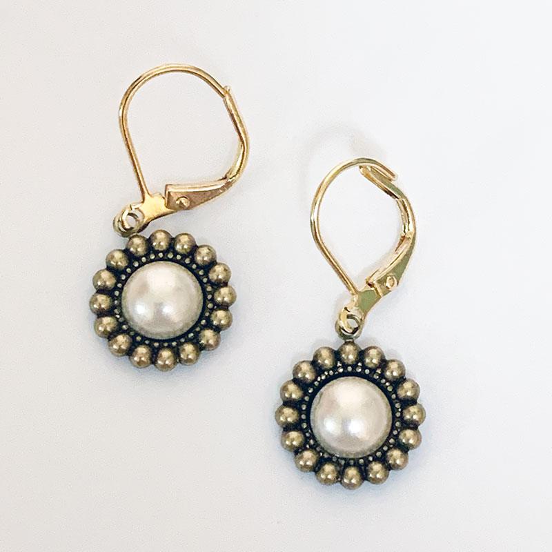 Gold Victorian Pearl Dangle Earrings - Gothic Grace Inc