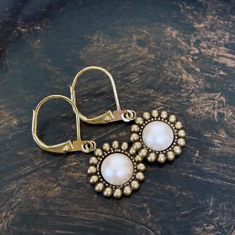 Gold Victorian Pearl Dangle Earrings - Gothic Grace Inc