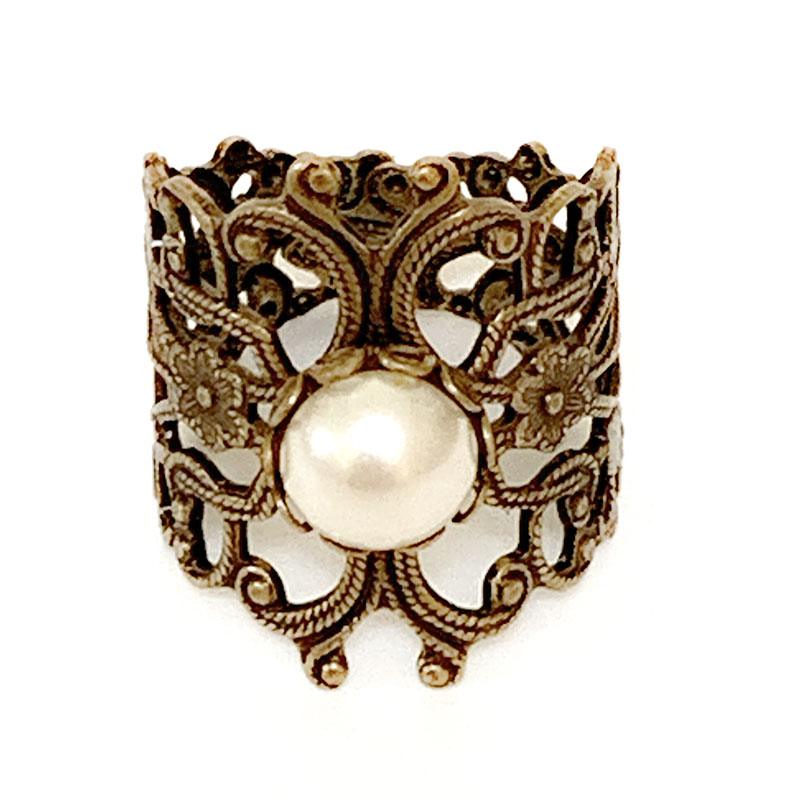 Gold Victorian Pearl Ring - Gothic Grace Inc