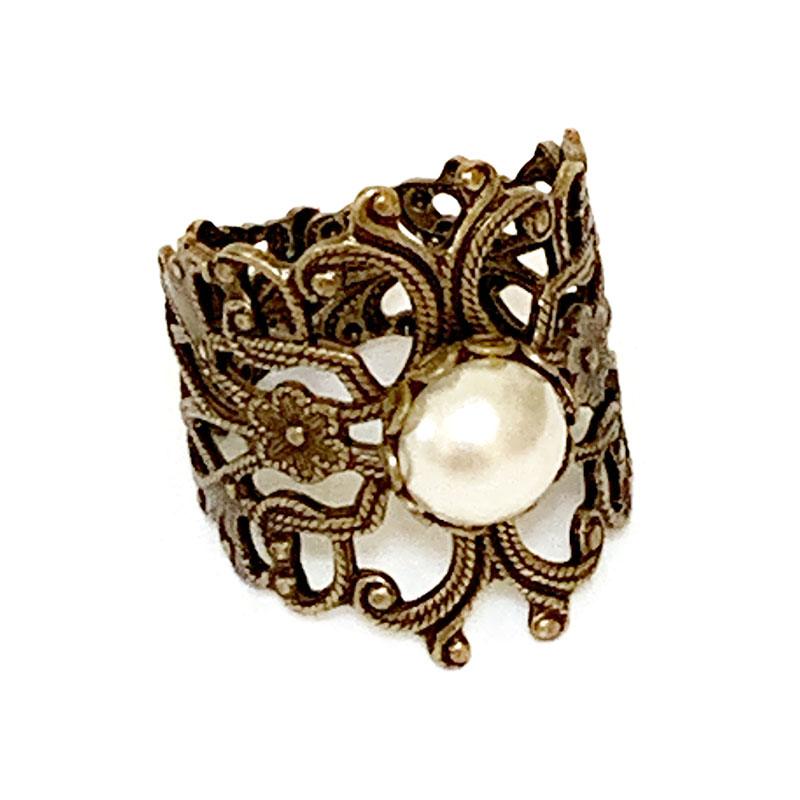 Gold Victorian Pearl Ring - Gothic Grace Inc