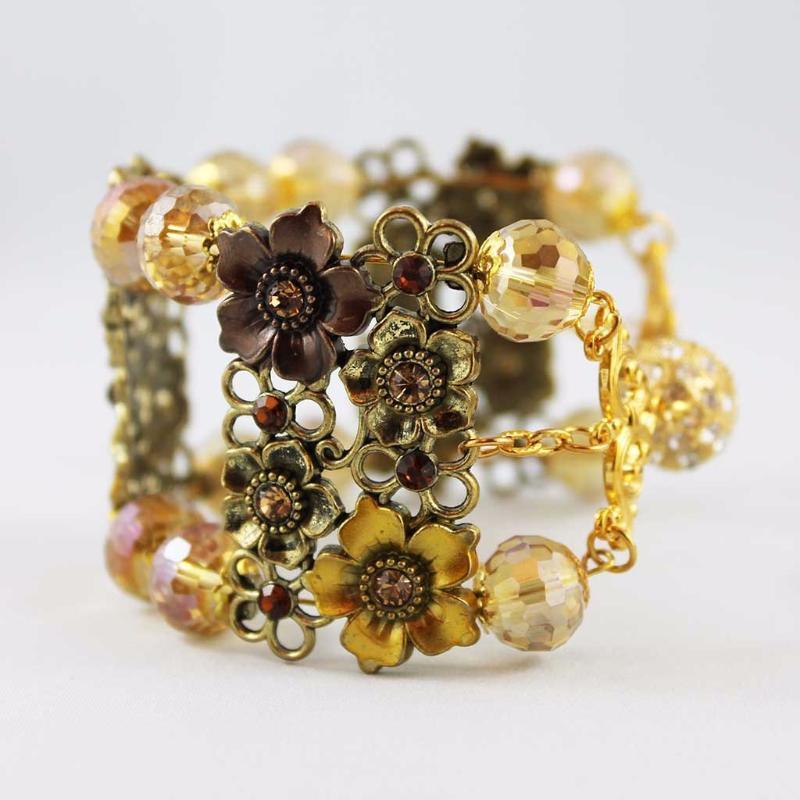 Golden Floral Cuff Bracelet - Gothic Grace Inc