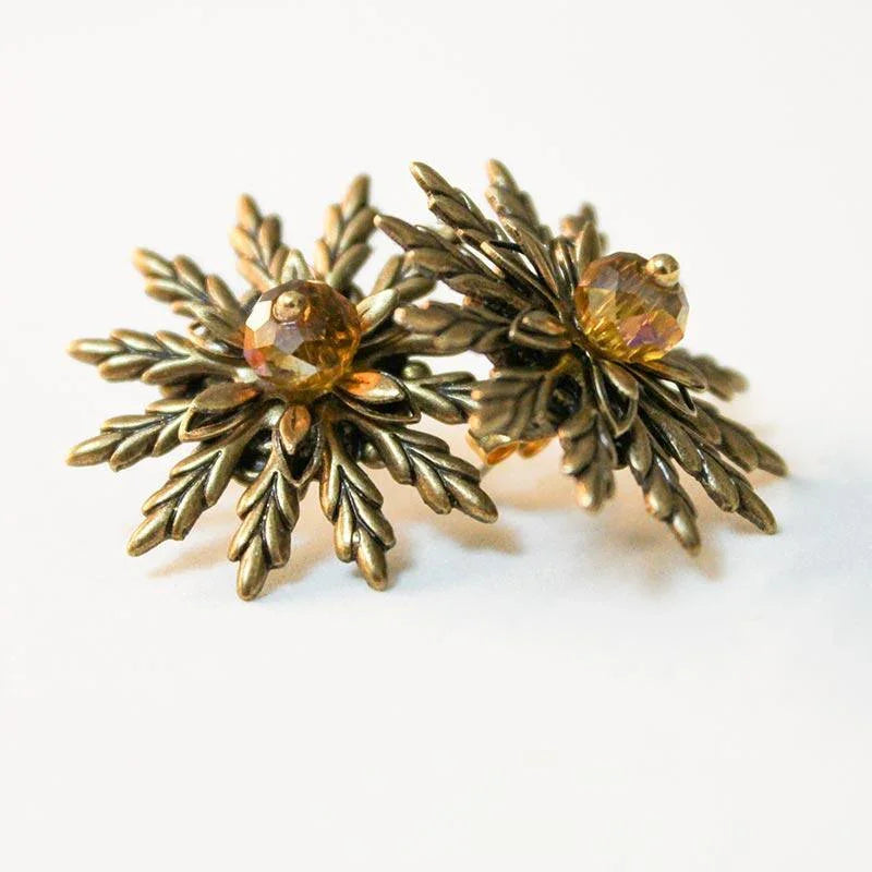 Golden Flower Earrings - Gothic Grace Inc