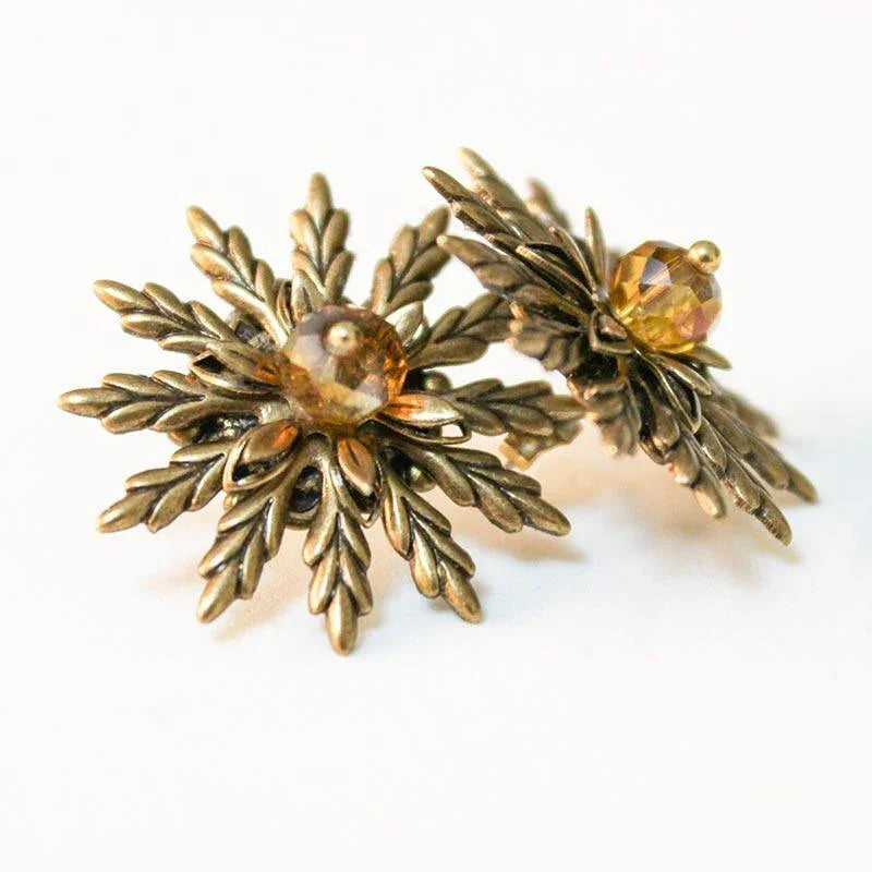 Golden Flower Earrings - Gothic Grace Inc