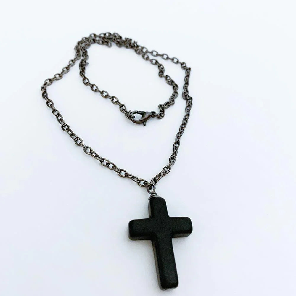 Gothic Black Cross Necklace - Gothic Grace Inc