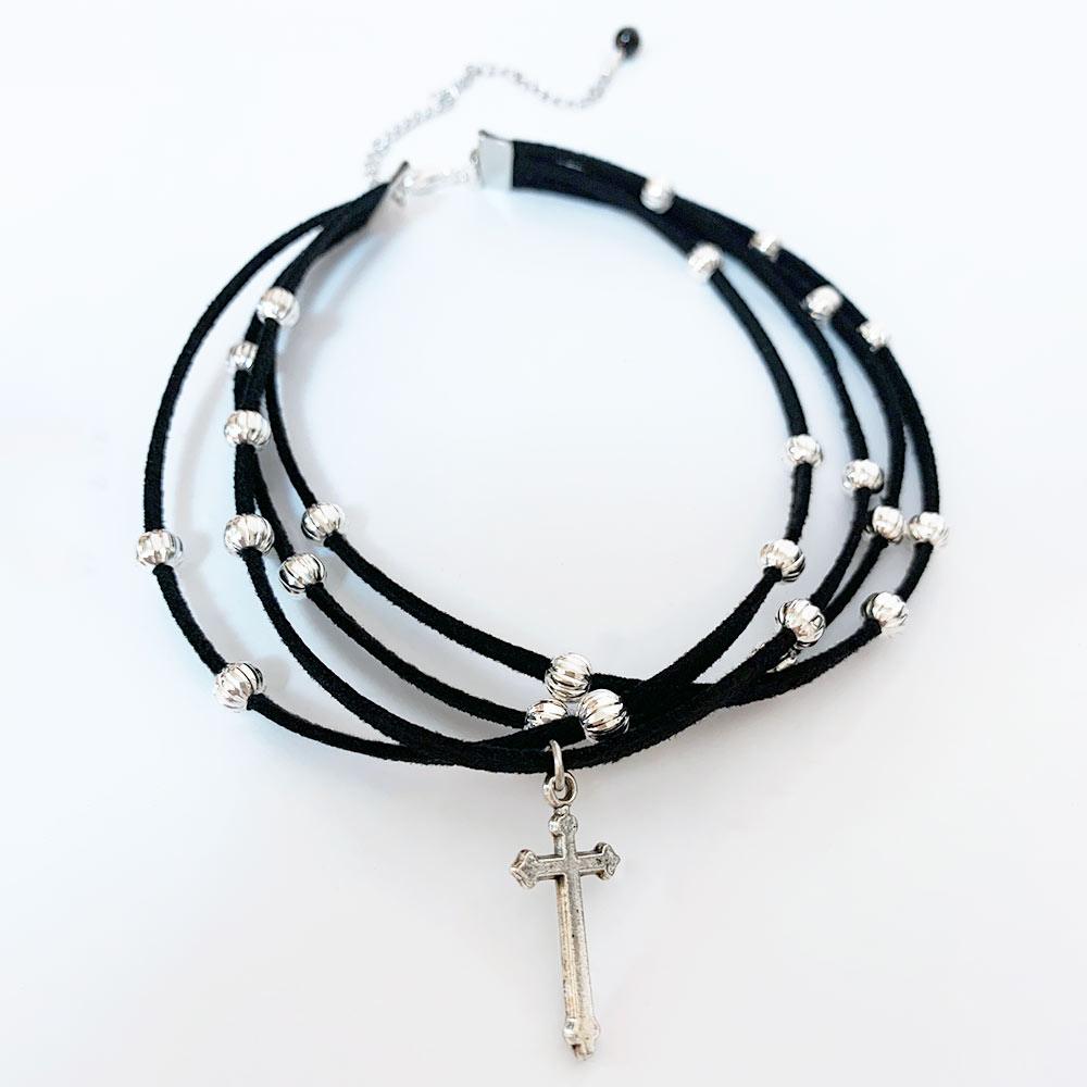 Gothic Cross Black Choker Necklace - Gothic Grace Inc