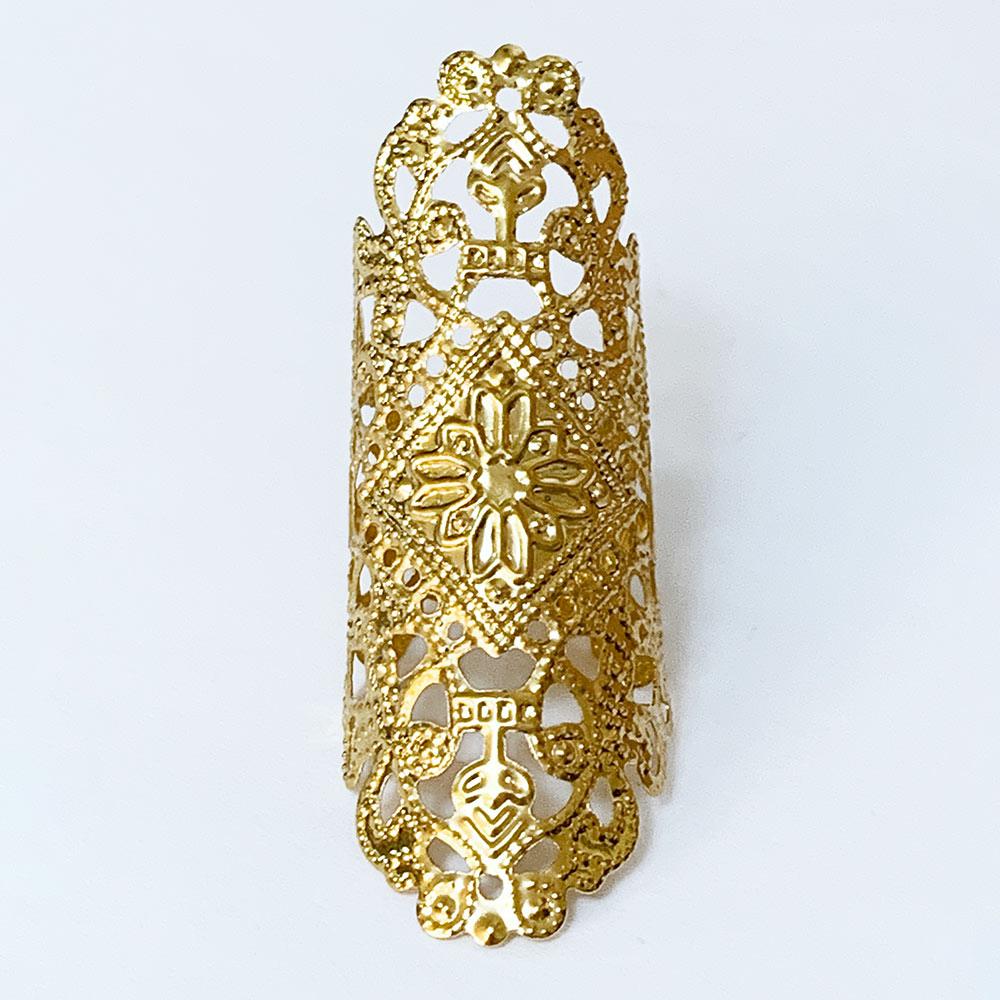 Manufacturer of 22kt cz gold hallmark gorgeous women's long ring llr284 |  Jewelxy - 187882