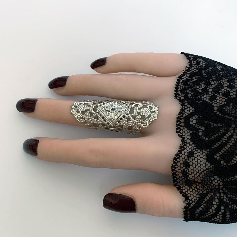 Gothic Silver Filigree Finger Wrap Ring - Gothic Grace Inc