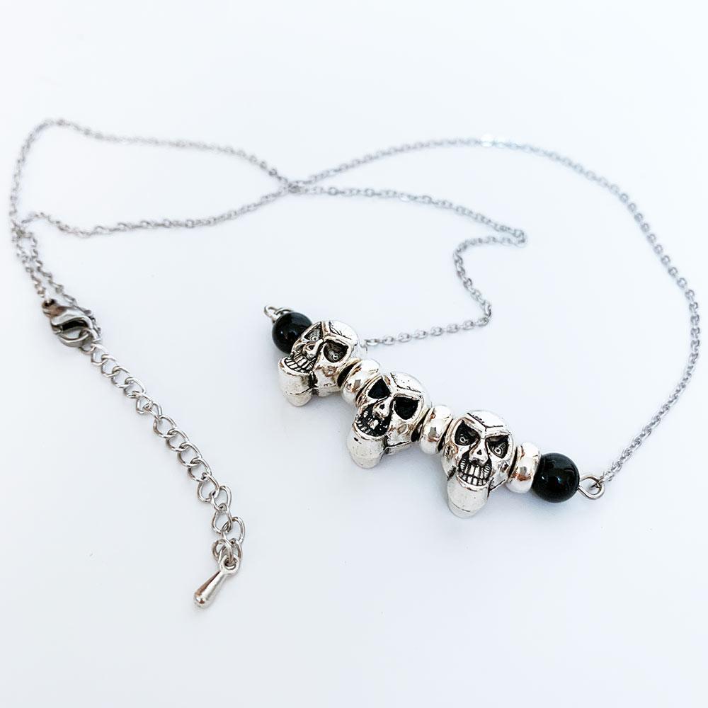 Gothic Silver Skull Necklace - Gothic Grace Inc