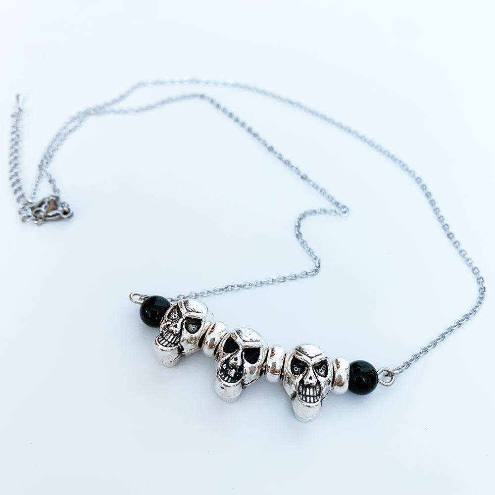 Gothic Silver Skull Necklace - Gothic Grace Inc
