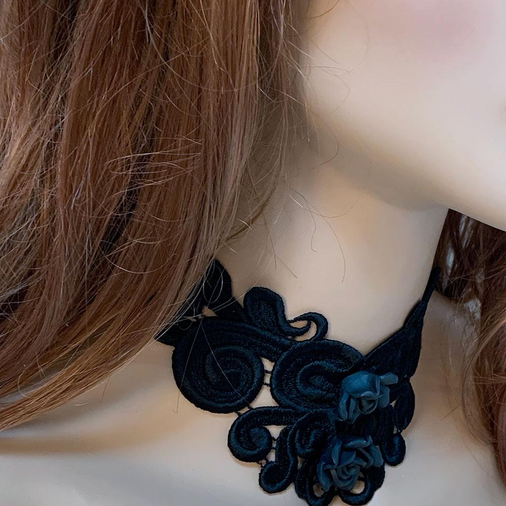 Gothic Victorian Black Rose Choker Necklace - Gothic Grace Inc
