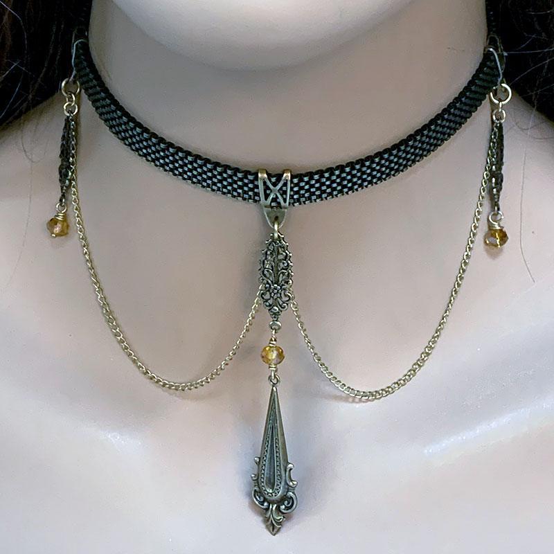 Gothic Victorian Chain Ribbon Choker - Gothic Grace Inc
