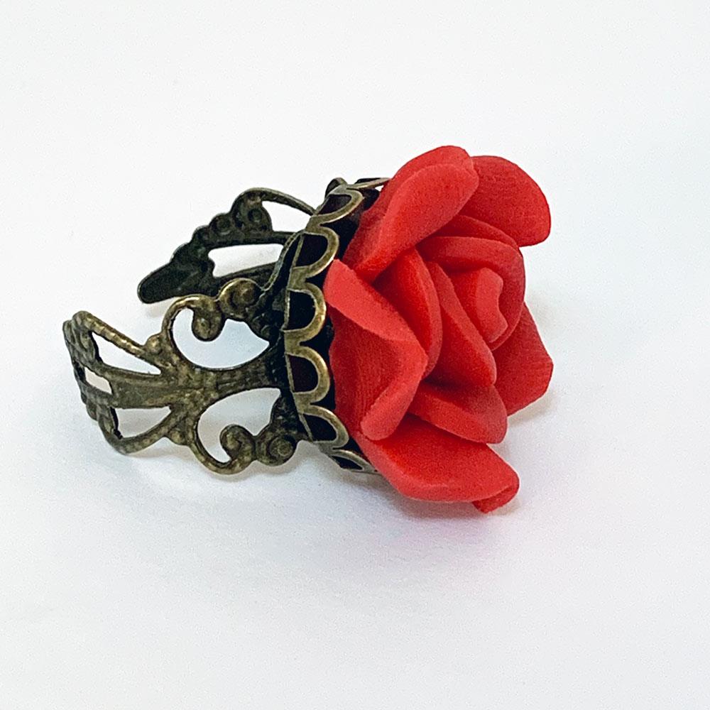 Uloveido Big Crystal Blooming Rose Flower Statement Ring Red Enamel Summer  Rings With Green Leaf Pear Cut CZ Rings for Women (Size 7) RA627 -  Walmart.com