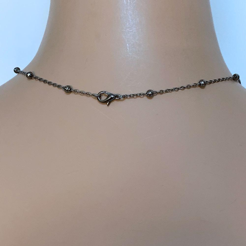 Gunmetal Chain Sideways Cross Necklace - Gothic Grace Inc