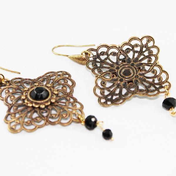 Antique 14K Yellow Gold Filigree Dangle Drop Earrings - Ruby Lane