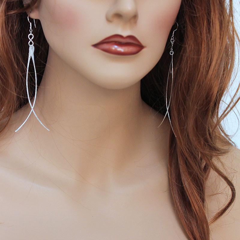 Long Sterling Silver Fashion Earrings - Gothic Grace Inc