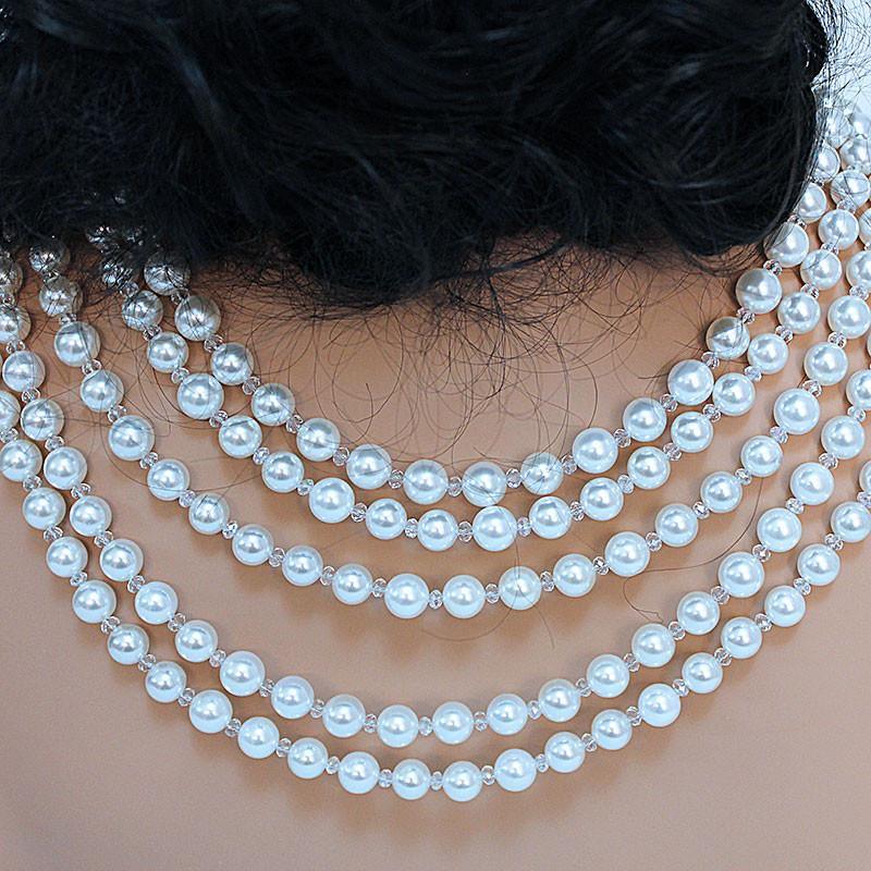 Multi Strand Pearl Bridal Statement Necklace - Gothic Grace Inc