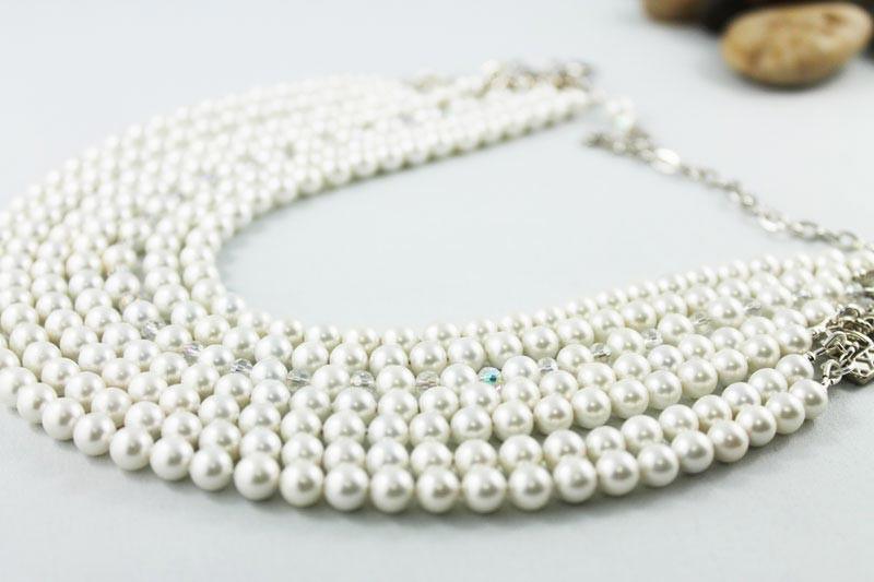 Multi Strand Pearl Crystal Statement Necklace - Gothic Grace Inc