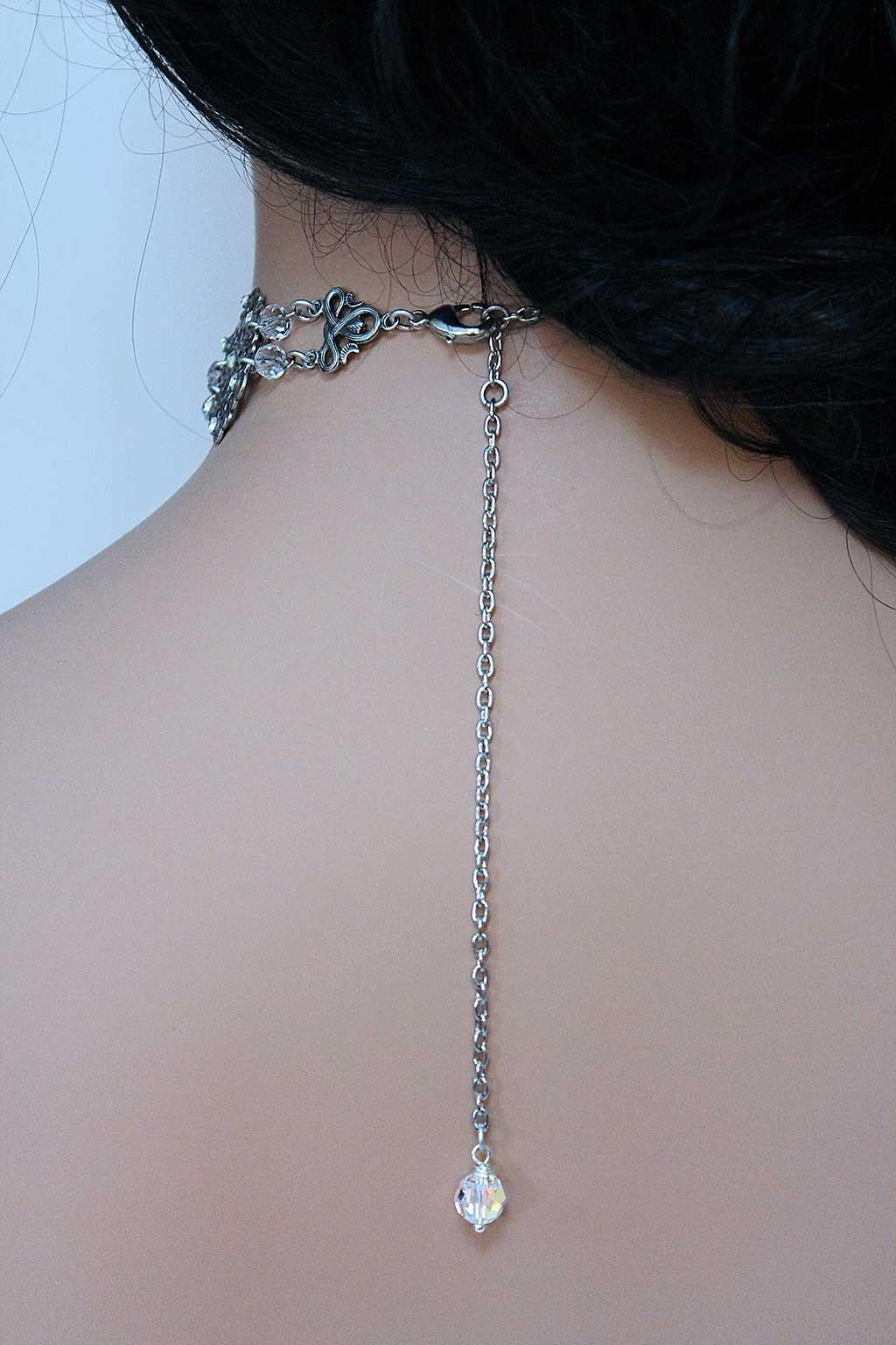 Oxidized Silver Bridal Choker - Gothic Grace Inc