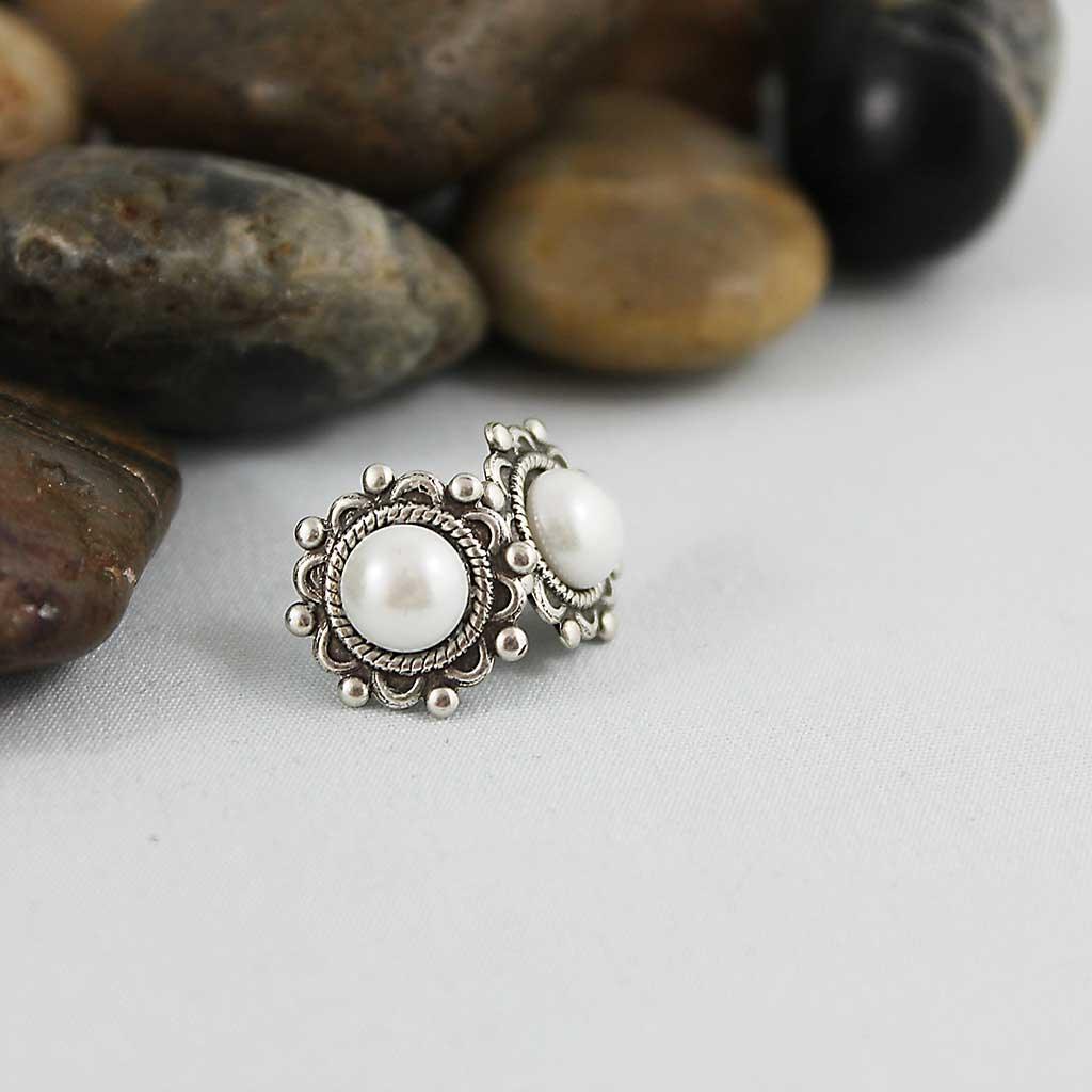 Oxidized Silver Stud Earrings - Gothic Grace Inc