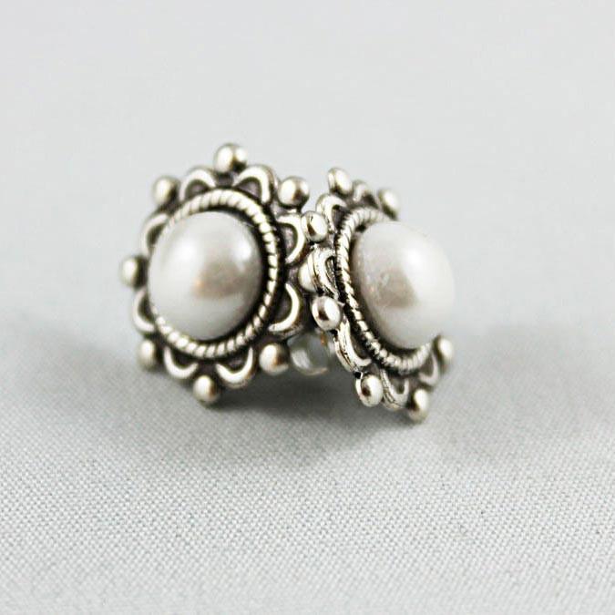 Oxidized Silver Stud Earrings - Gothic Grace Inc