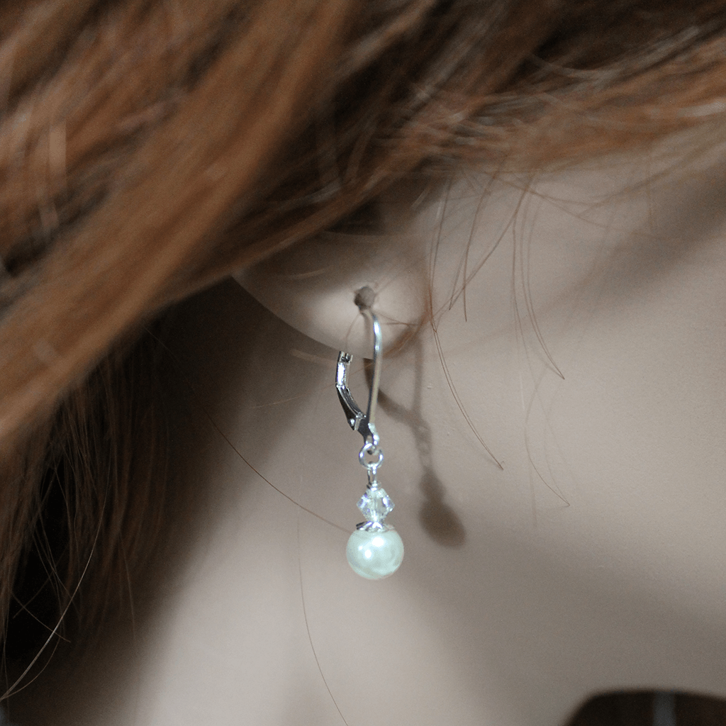 Pearl Crystal Dangle Earrings - Gothic Grace Inc
