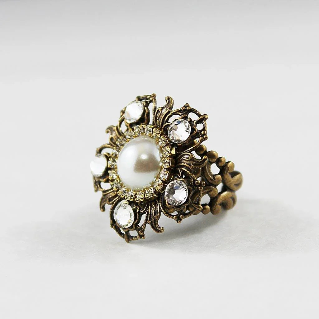Pearl Flower Statement Ring - Gothic Grace Inc