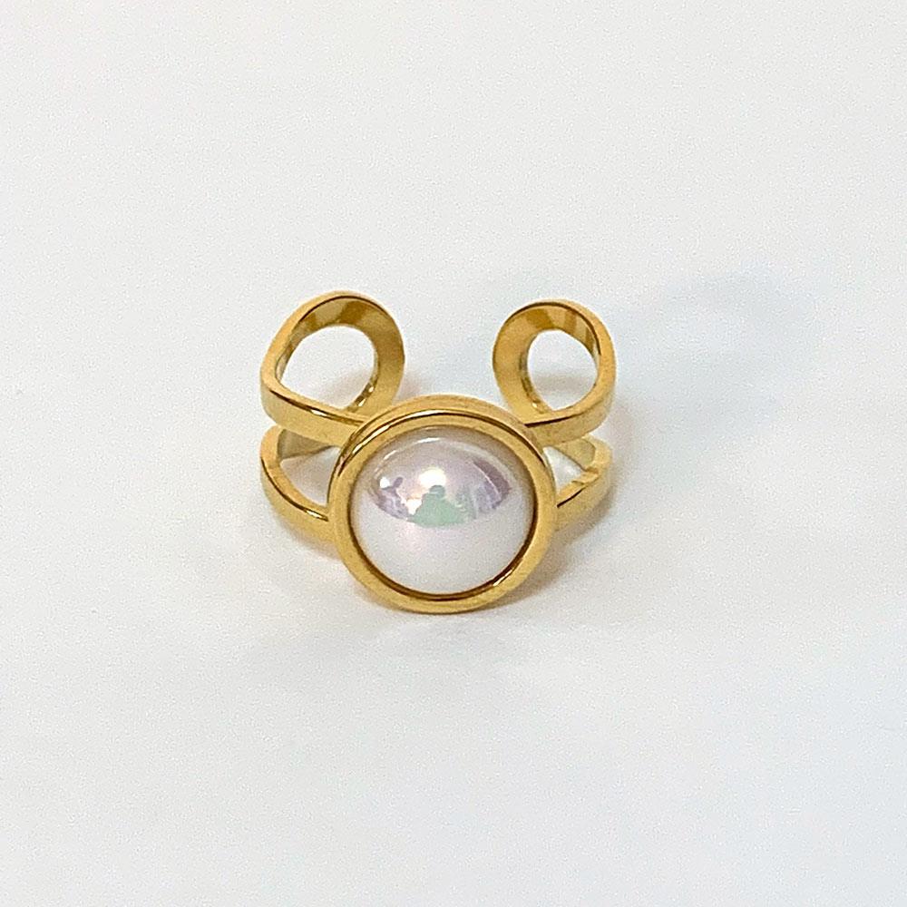 Pearl Gold Open Ring - Gothic Grace Inc