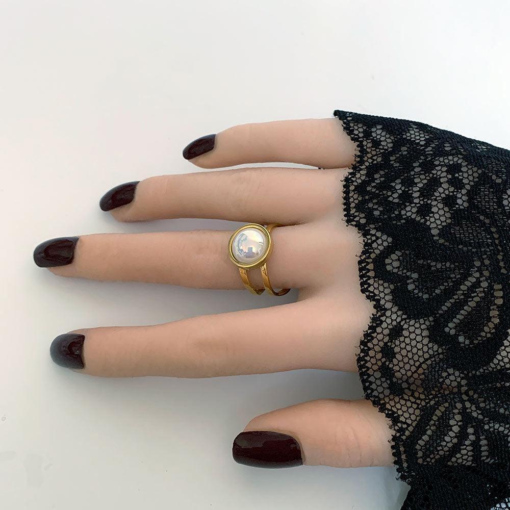 Pearl Gold Open Ring - Gothic Grace Inc
