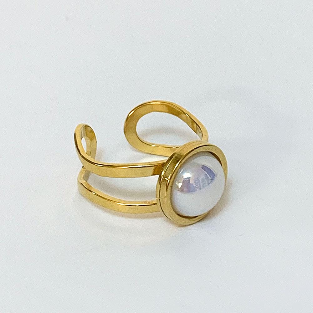 Pearl Gold Open Ring - Gothic Grace Inc